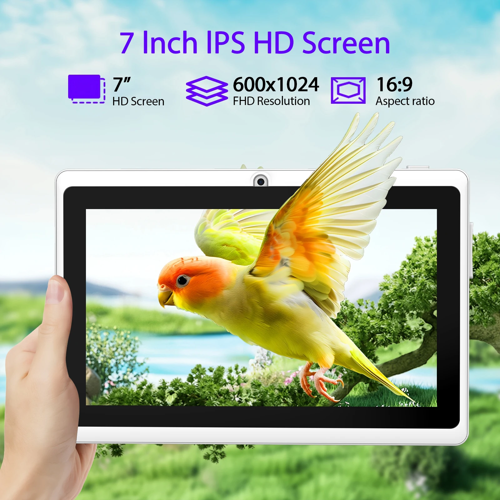 7 Inch Tablet PC, Android 11 Quad Core, 6GB(2+4GB Virtual) RAM 32GB ROM, WiFi, Dual Camera, USB C, with Leather Case