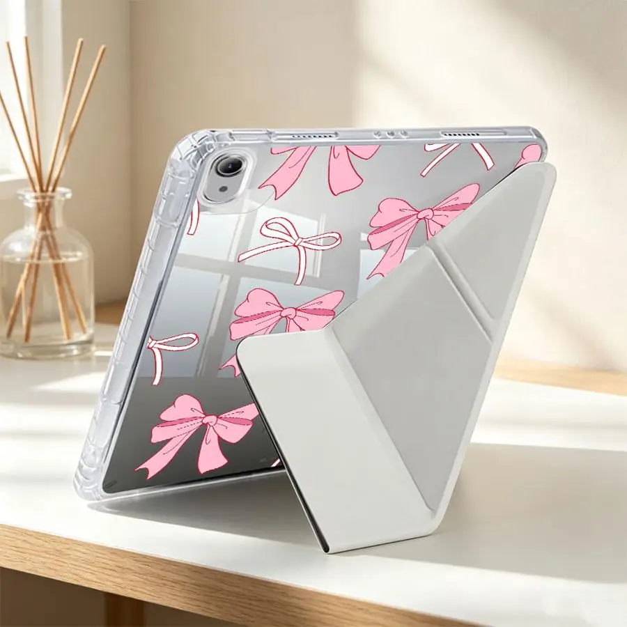 Sweet Pink Bow With Pen Slot Cover Tablet Case For iPad 12th 10th Gen Mini 7 6 5 11th 9th Pro 13 2025 2026 Air 8 M2 M3 3