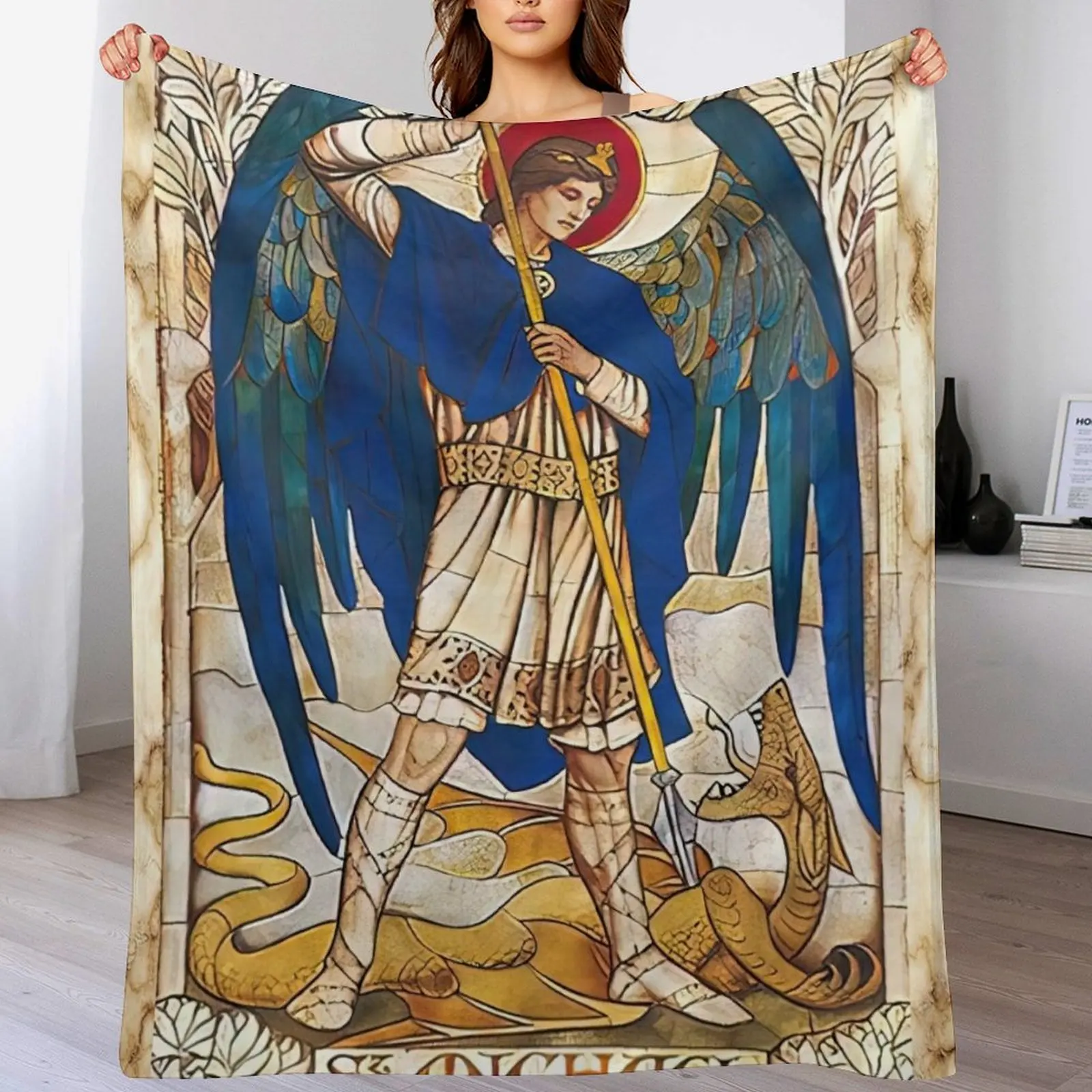 

St MIchael the Archangel Angel Saint Throw Blanket Hairy Heavy Bed covers Blankets Sofas Of Decoration Blankets