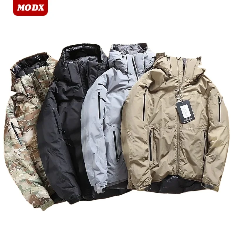 Mężczyźni Zimowa Wiatroodporna Śniegowa Ciepła Kurtka Puchowa Luźna Gruba Wygodna Casualowa Kurtka z Kapturem Outdoor Wspinaczka Wędrówki Polowanie Kurtki