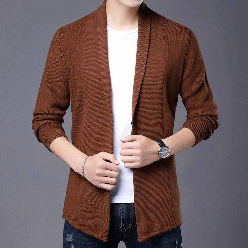 Autumn Winter Male Casual Fashion Long Sleeve Cardigan Sweater Homme Vintage All-match Knitting Jacket Men V-neck Outwear Top