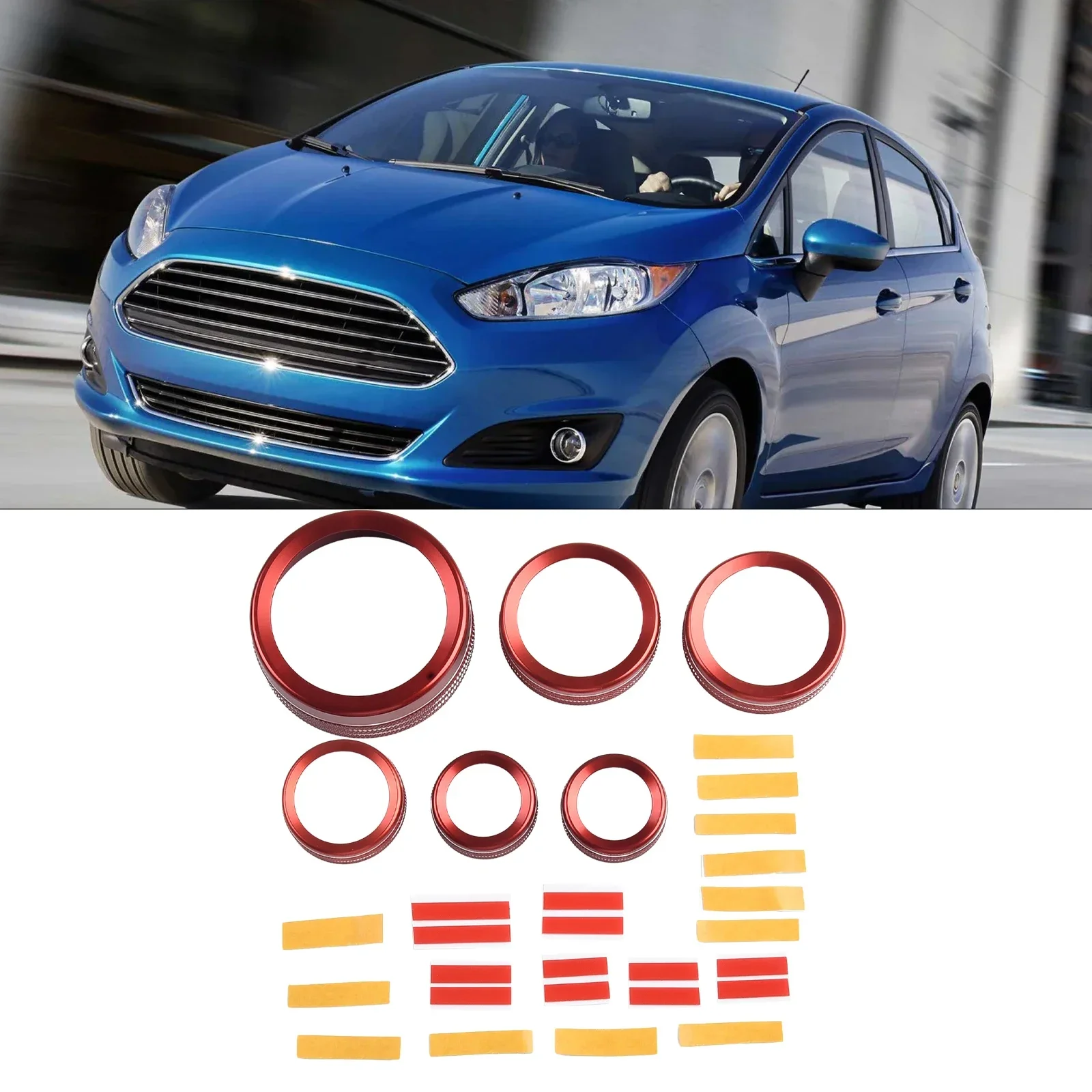 

6pcs Car Button Ring Cover Trim For Ford For Maverick XL XLT LARIAT 2022 2023 Car Center Console AC Multimedia Gear Shift Knob