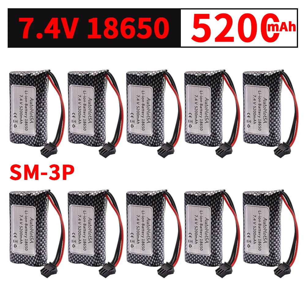 7.4V 5200mAh 18650 bateria do MN128 MN78 LC79 MN82 zdalnie sterowanym samochodowym zegarek na baterie wykrywanie gestów skręcone samochód