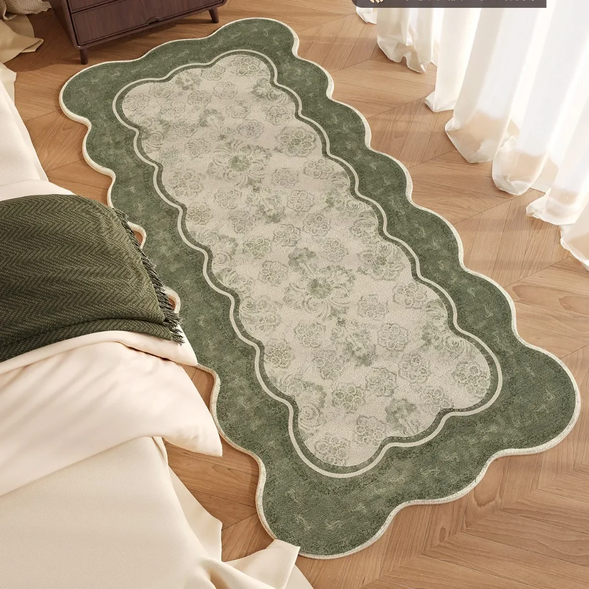 yesFaux Cashmere Area Rug Floral Pattern Non Slip Wear Resistant Carpet Soft Fluffy Floor Mat Bedroom Living Room Home Decor