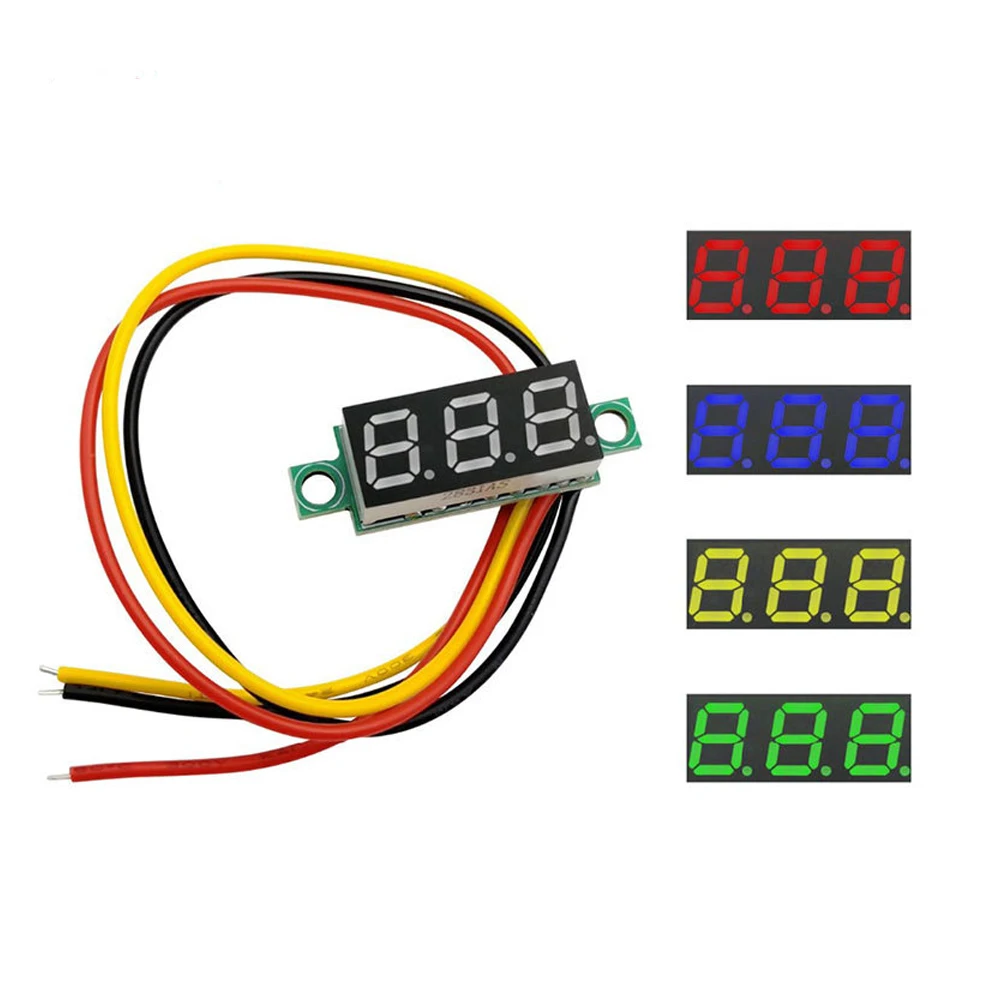 1PC 0.28 Inch 3-Wire DC 0-100V Mini Digital Voltmeter, Adjustable Display, Reverse Polarity Protection