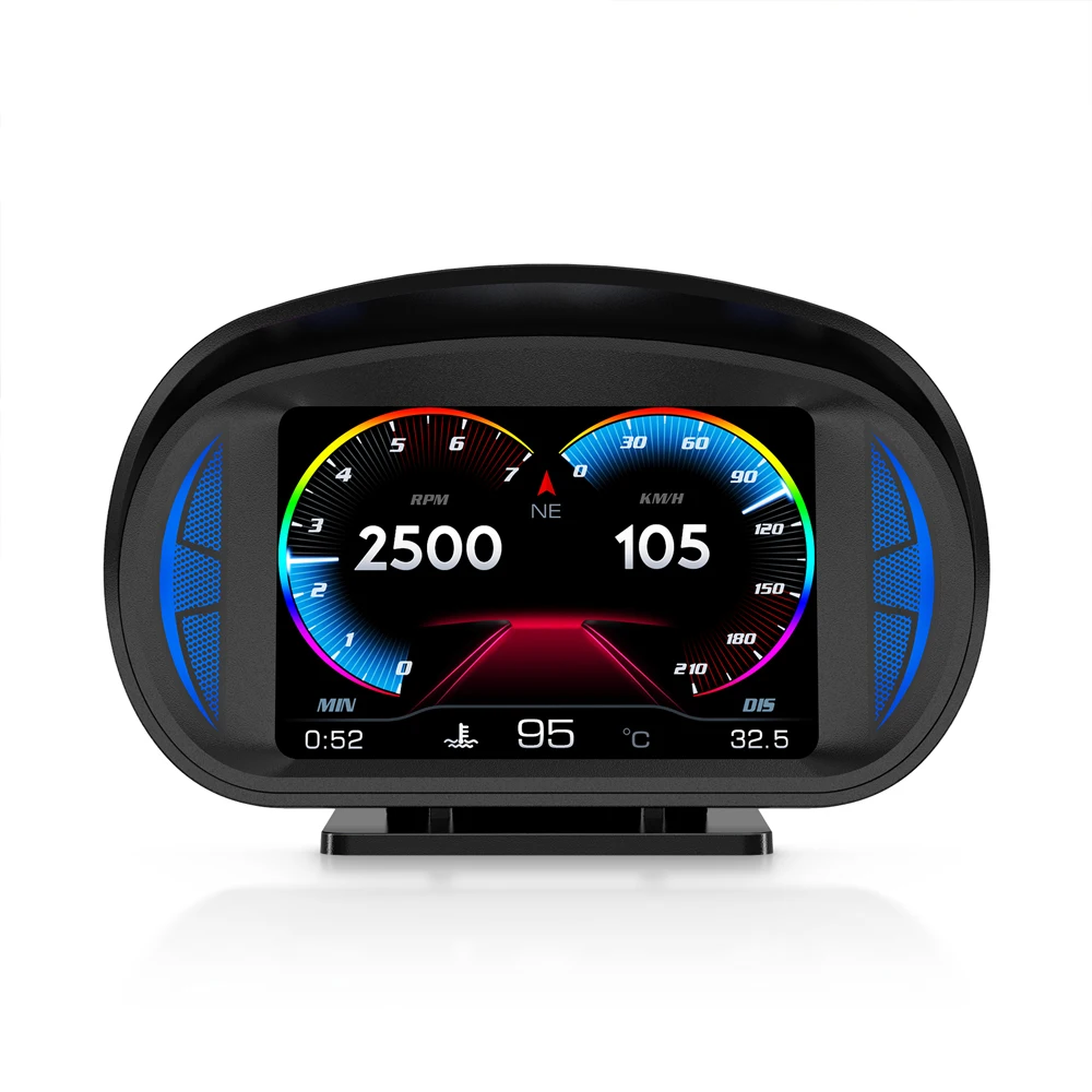 

Universal OBD2+GPS Smart Gauge LCD Screen HUD P2 Head up Display Smart Digital Instrument OBDII Speedometer