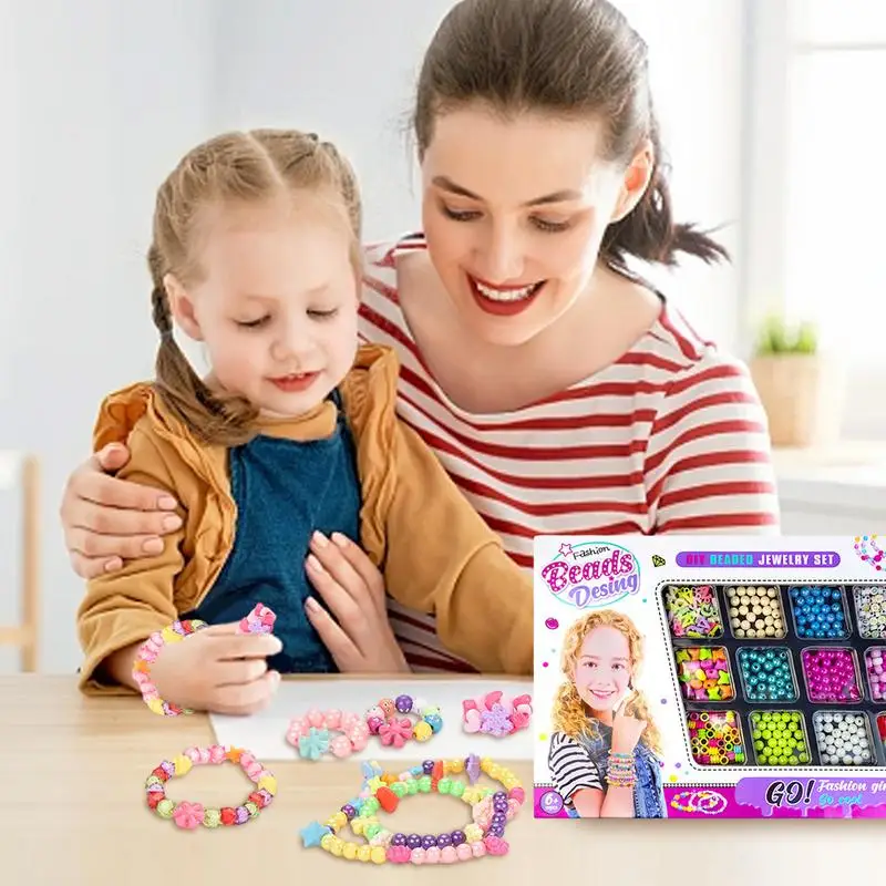 Bead Craft Kit Set  Christmas Bracelet Necklaces Making Kit Children Kids Bracelet Set Bracelet Making Craft Bead Kit Girls Toys