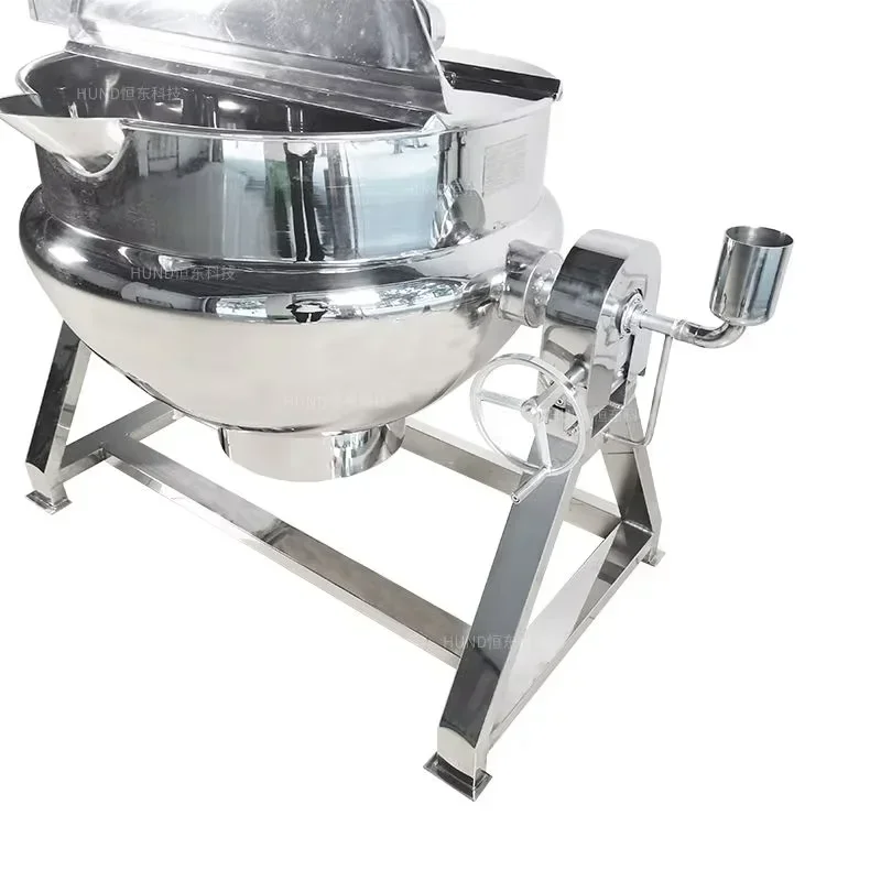 HUD 100l/200l/500l Industrial Jacketed Cooking Kettle Tomato Paste Soup Sugar Melting Machine Boiler Jacketed Kettle With Mixer