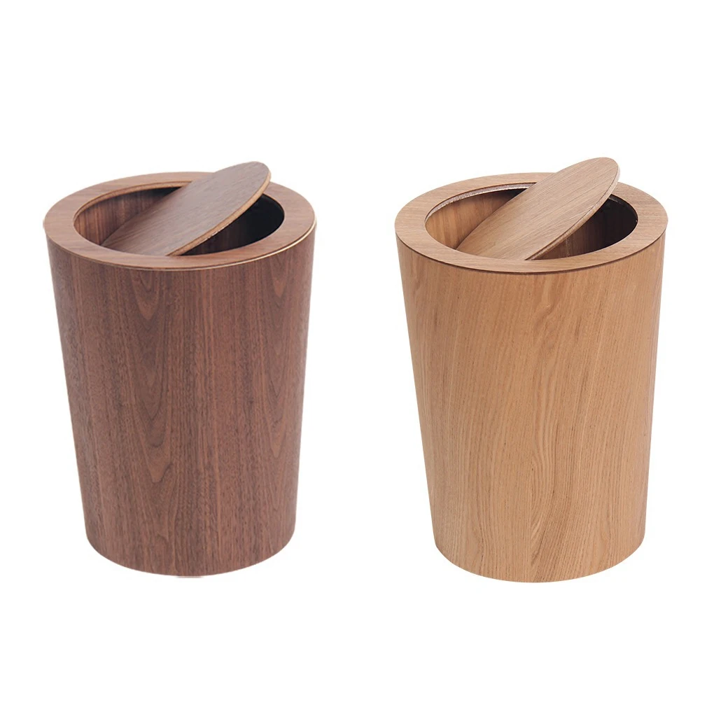 Garbage Can Wood Hotel Bedroom Toilet Trash Rubbish Bin Wastebasket