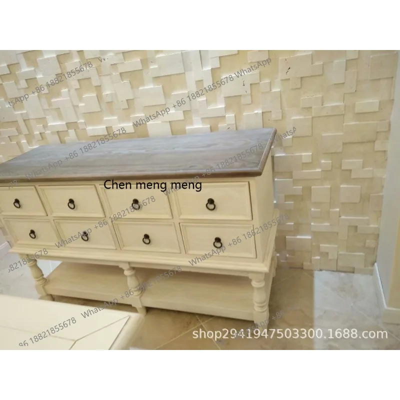 

American rural solid wood porch cabinet, oak retro old storage foyer wall display cabinet