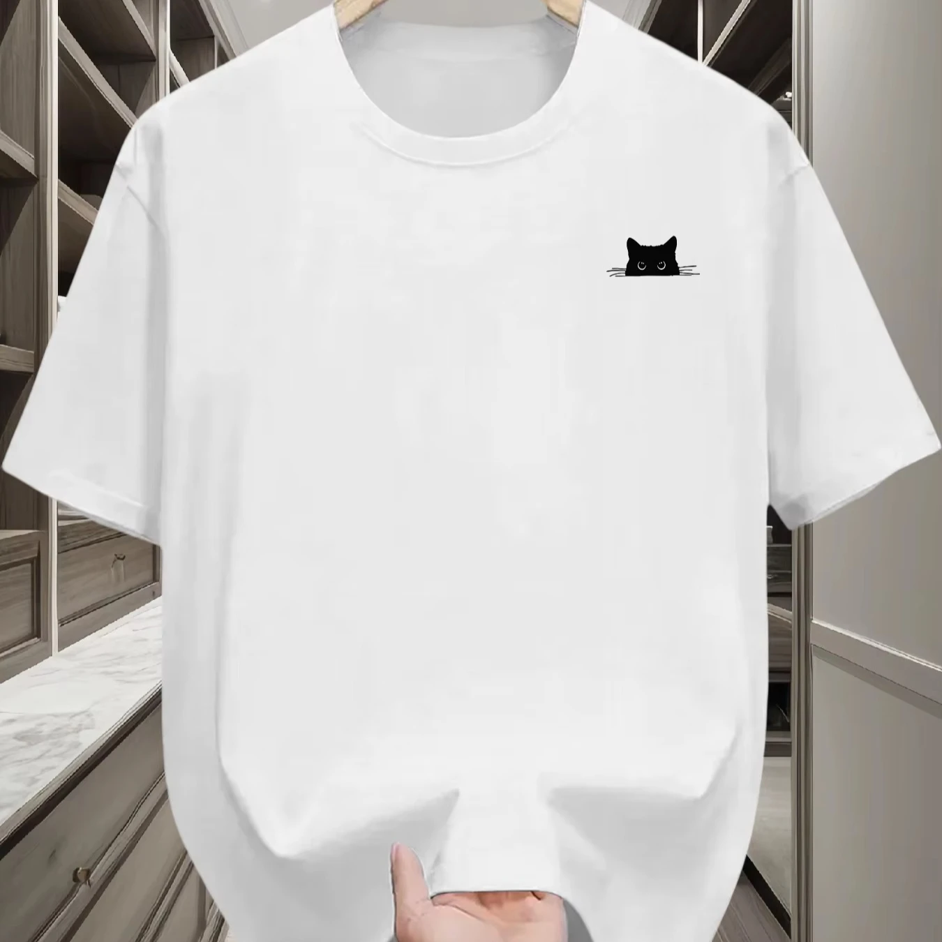 Women Summer Cotton Cat Element Printed Graphic T-shirts Casual Loose Comfortable Sports Round Neck Short Sleeved T-shirt Top