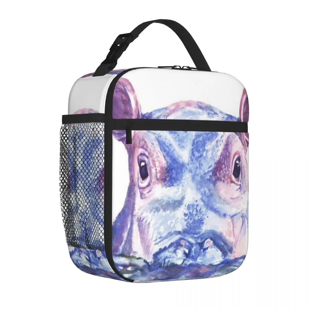 Bestselling Happy Hippo Watercolor Painting Minimalist Commuter Lunch Bag Cruise Travel Insulated Snack Tote