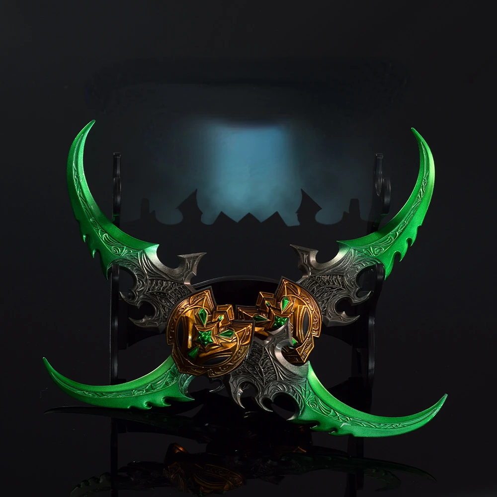 Novo 22cm warlaive de azzinoth conjunto world of warcraft arma illidan stormrage jogo faca periférica arma modelo coleção presente