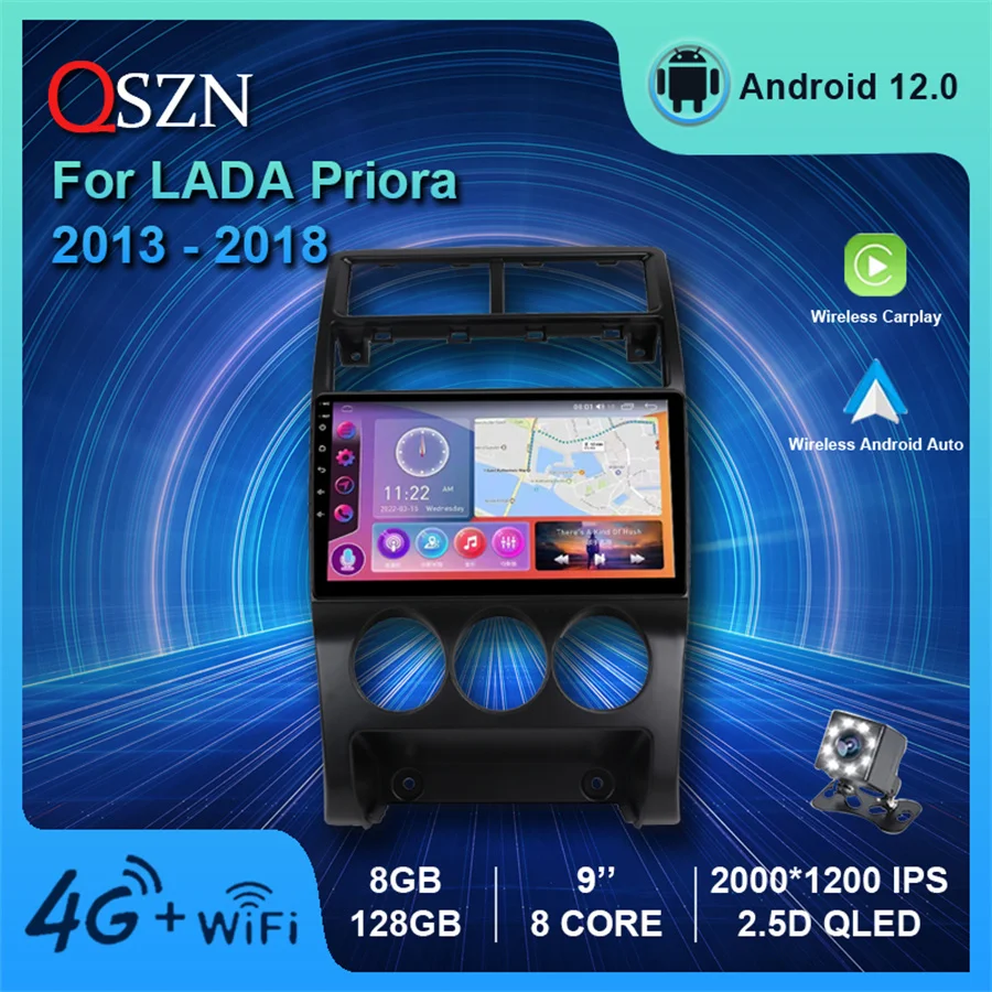 

QSZN AI Voice Wireless CarPlay Android Auto Radio For LADA Priora I 1 2013 - 2018 Car Multimedia Video Player Stereo 4G GPS DSP