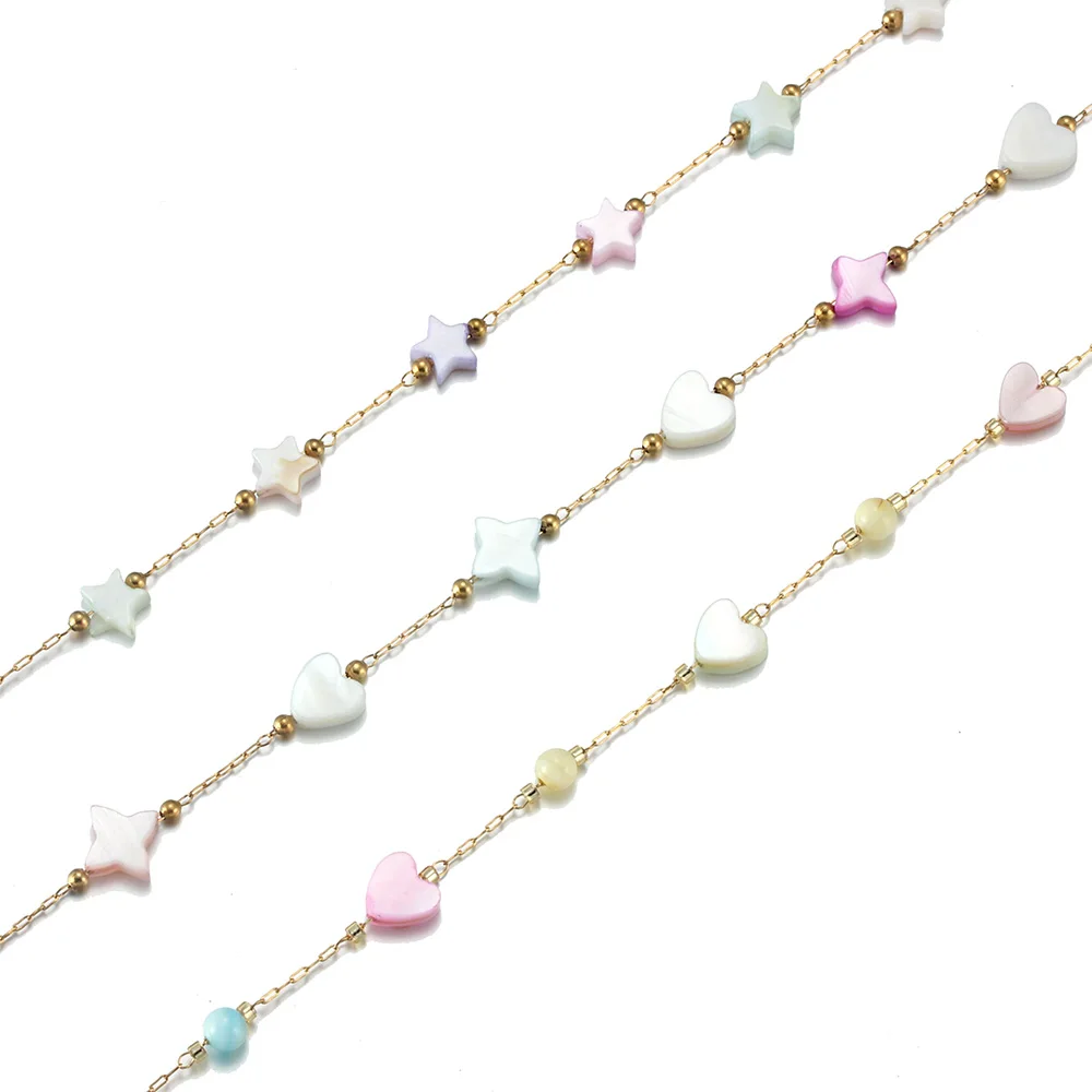 

1-2 Meter/Lot Stainless Steel Chain For DIY Necklace Bracelet Charm Natural Shell Jewelry Making Supplies Accessories Wholesale
