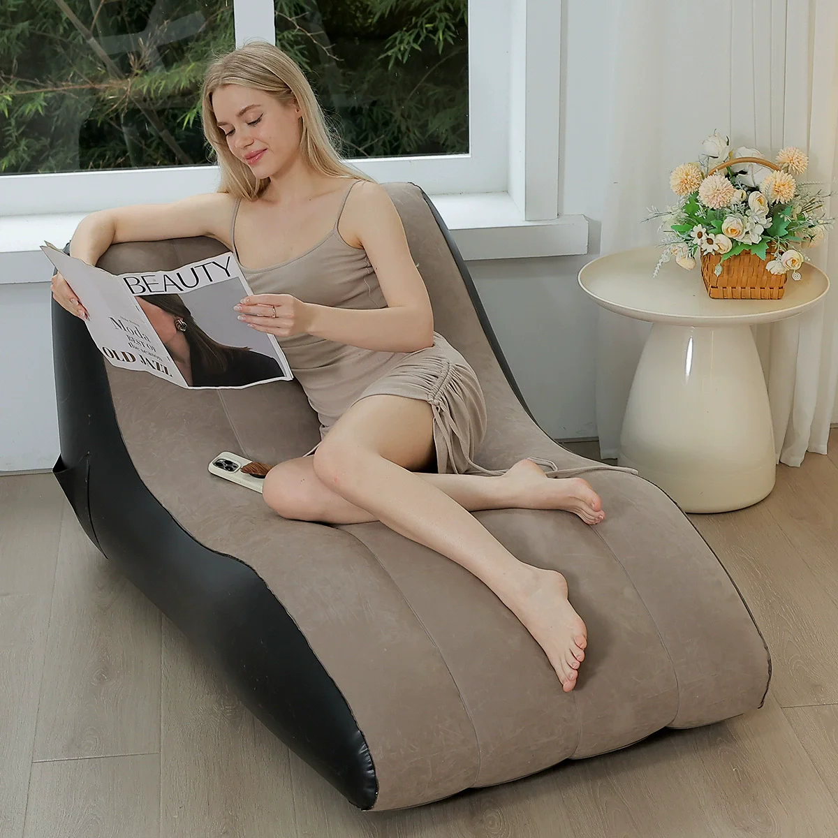 S-Shaped Postural Assist inflatable Sofa bed Multipurpose Adult inflatable Chaise longue reclining chair