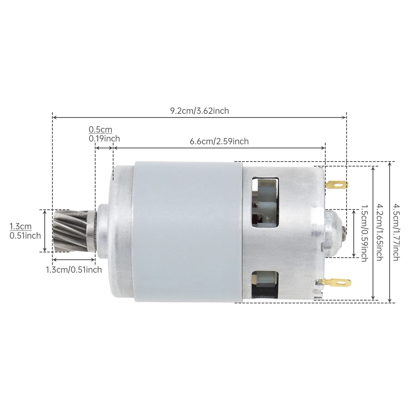 RS775 DC Motor 21V 19500RPM 10 Teeth Helical Gear High Torque Motors Replacement for Lawn Mower / Hedge Trimmer / String Trimmer