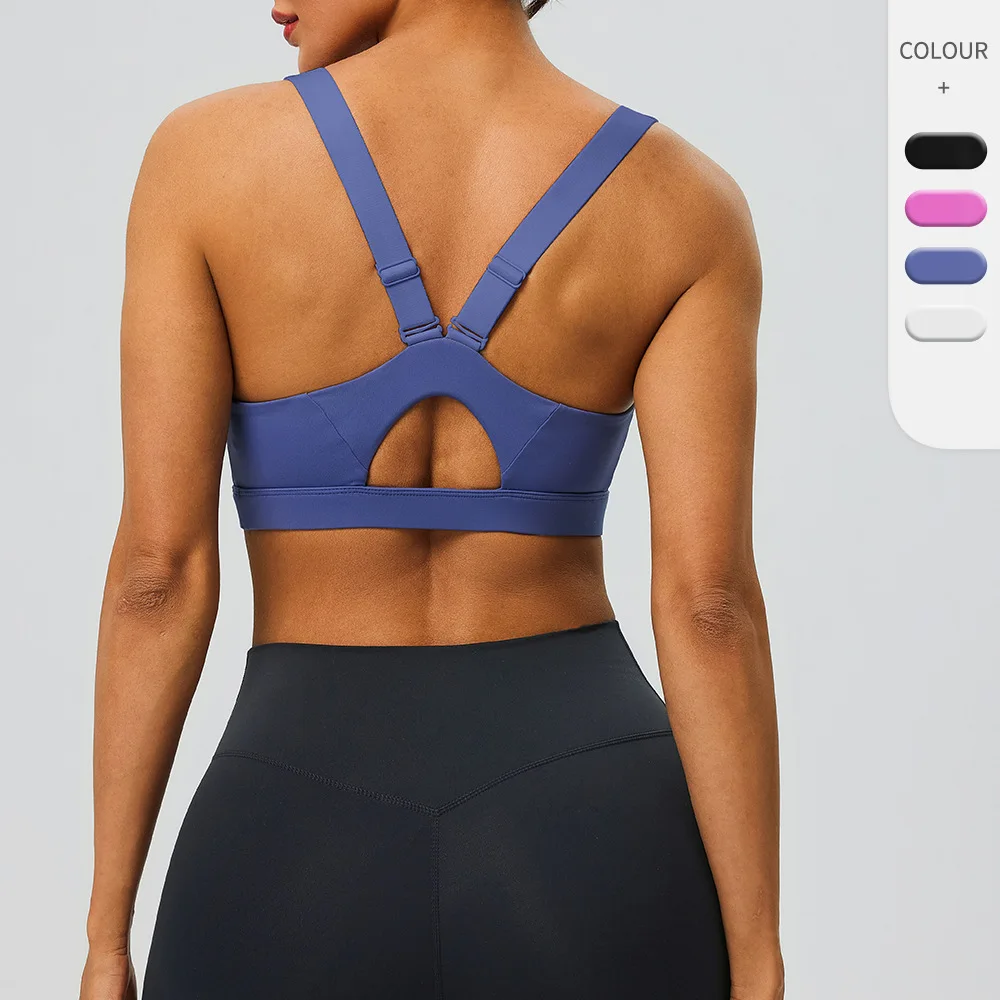 Mid  high strength Y-shaped adjustable sports bra from Europe America shock resistant running Pilates beautiful back fitness bra