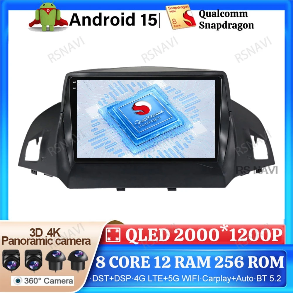Android 15 Car Radio For Ford C-MAX Kuga 2 Escape 3 2012 - 2019 Autoradio Navigation Stereo Head Unit Multimedia BT GPS DSP DVD