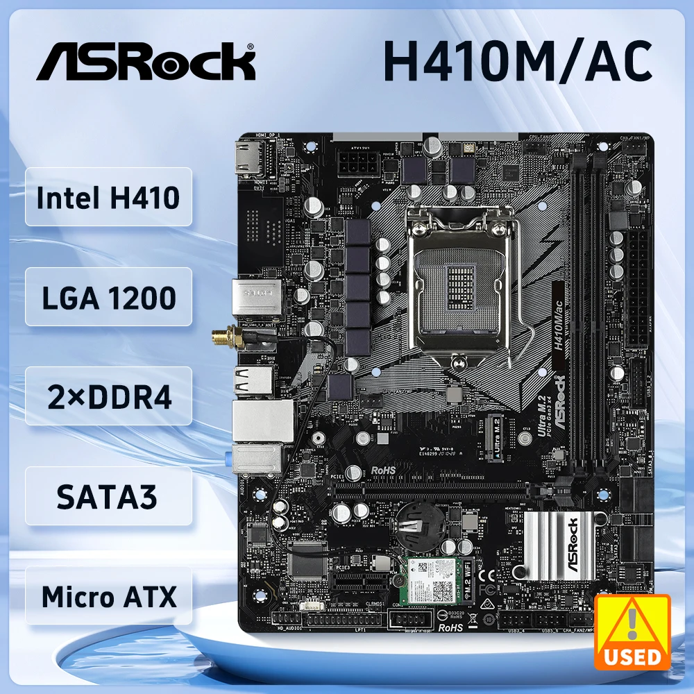 

ASROCK H410M/ac Motherboard Intel H410 LGA 1200 DDR4 64GB M.2 M-ATX support i9-10900F i5-10600 i5-10400 i3-10105 i3-10105 cpu