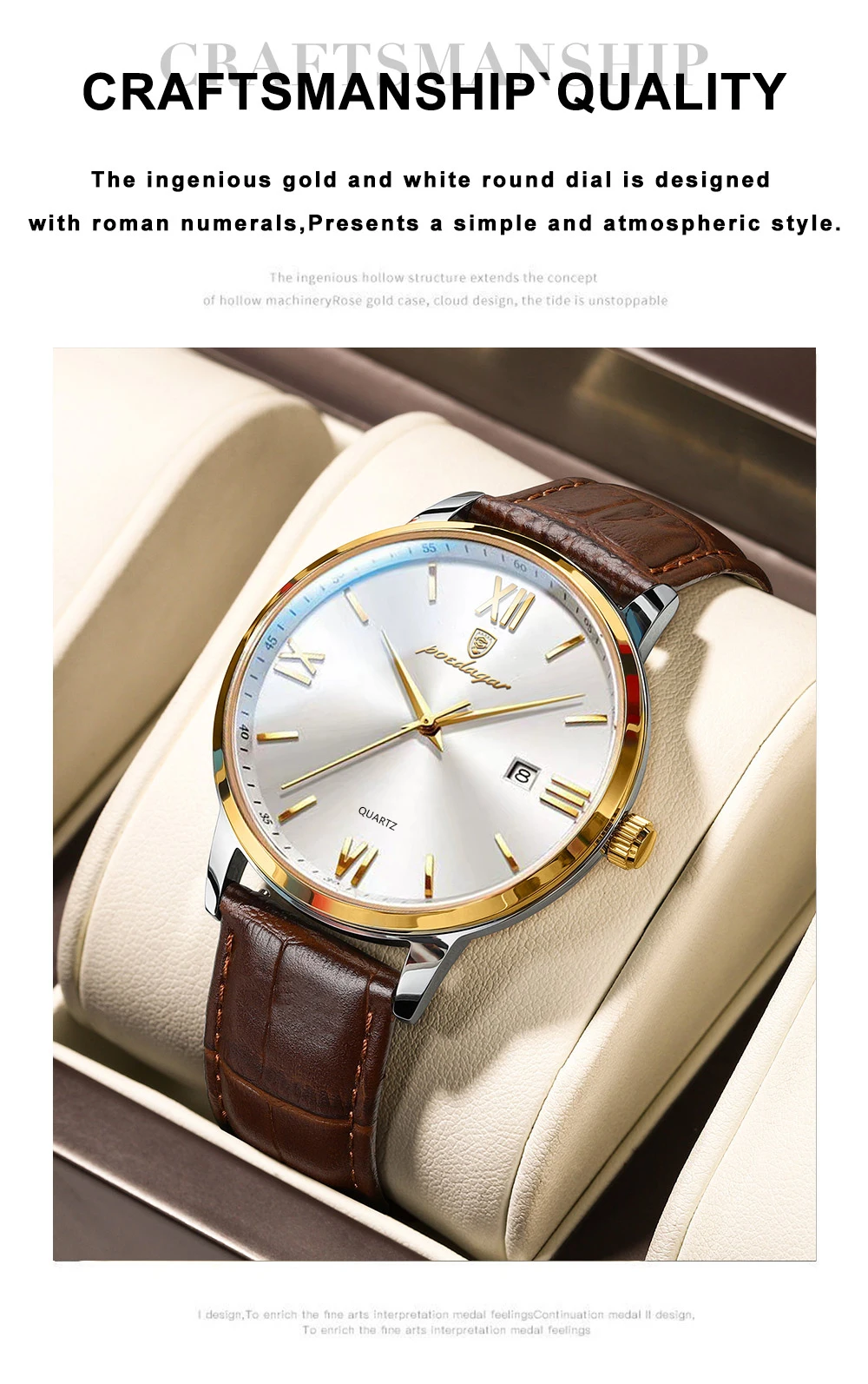 POEDAGAR Luxus Business Mann Armbanduhr Leuchtende Wasserdichte Datum Leder herren Uhr Mode Quarz Uhren Für Männer Reloj Hombre – Detail 12