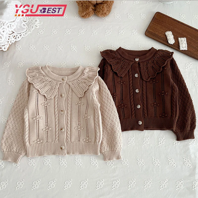 

New Autumn Toddler Knit Cardigans Baby Boys Girls Coat Baby Sweater Ruffle Newborn Knitwear Long-sleeve Sweater Baby Jacket Tops