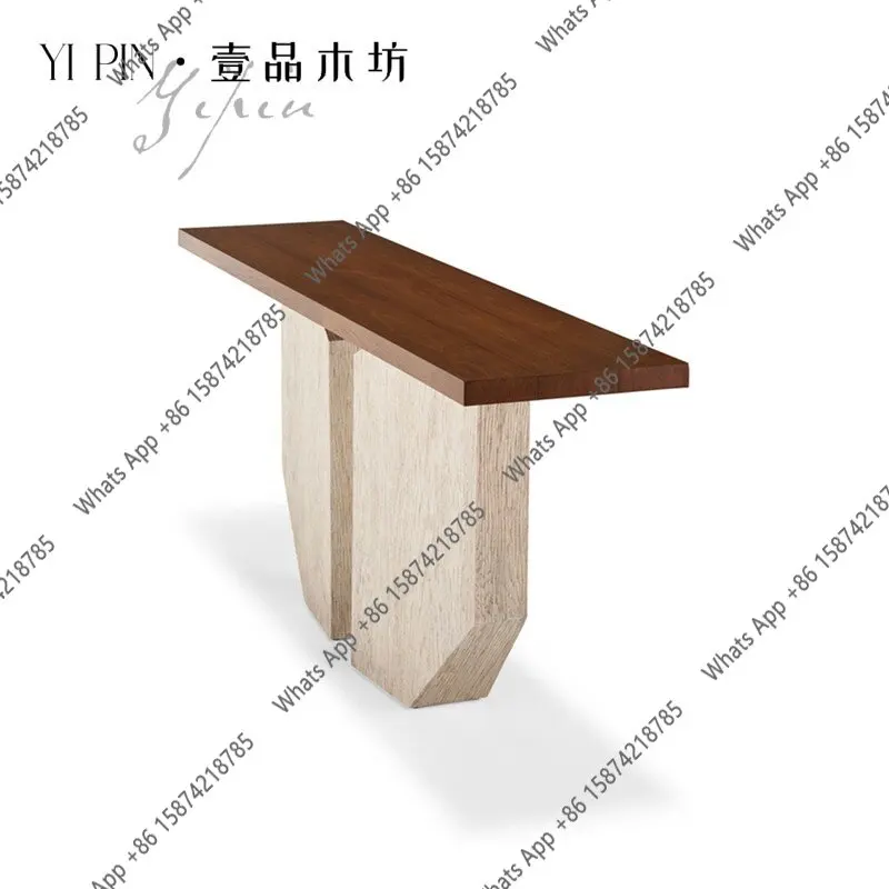 Medieval solid wood xuanguan platform special-shaped design commercial living room home retro texture wooden countertop decorati