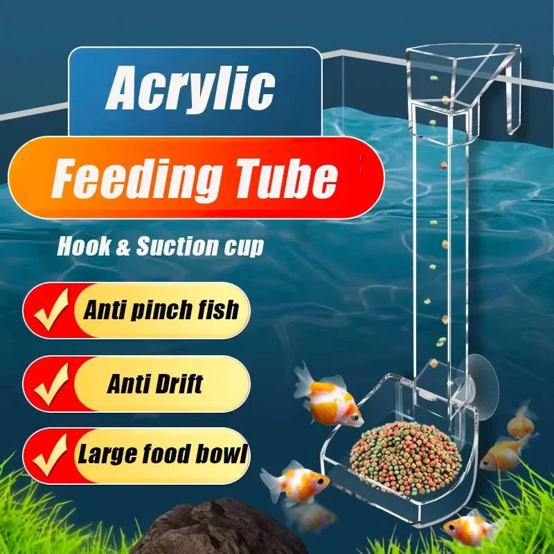 Acrylic Feeding Tube Fish Tank Feeder Dish Fixed Point Feeding Supply Shrimp Food Feeding Ring Bowl Aquarium Accessories