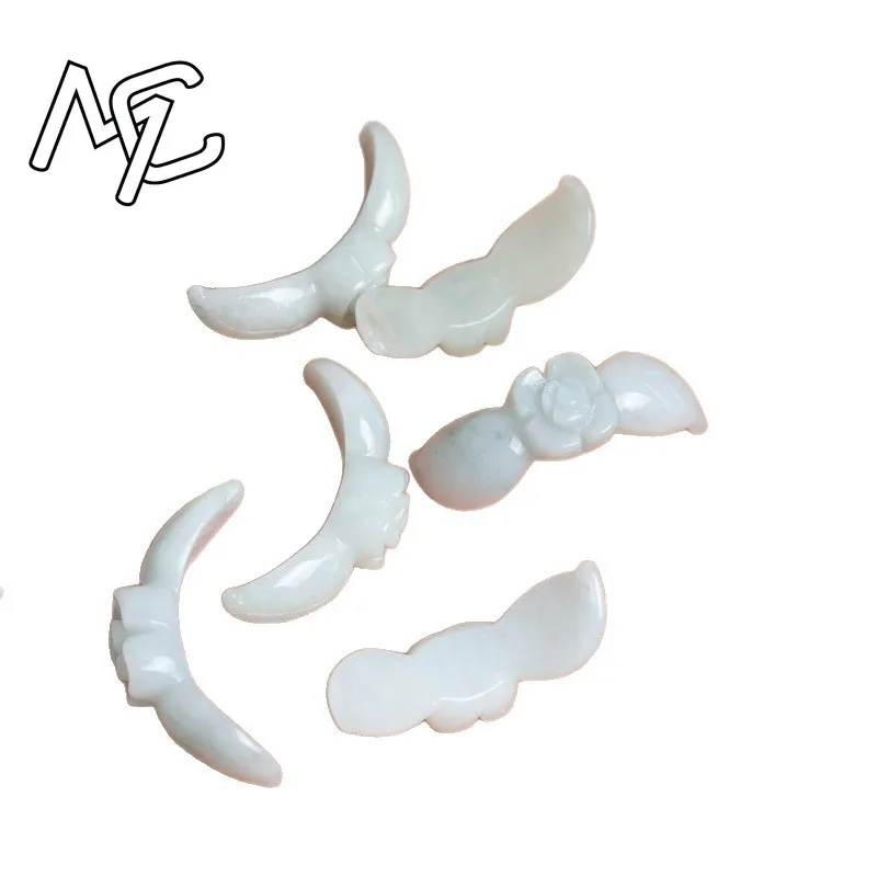2PC Natural White Jadeite Jade Rose Bracelet Pendant Bead DIY Earrings Charm Jewellery Fashion Accessories Amulet Gift Women view 5