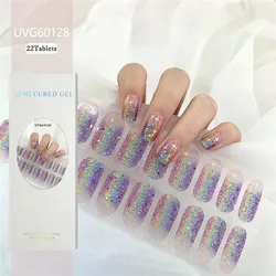 Gold Sliver Glitter Semi-cured French Nail Wraps Gel Lasting Eco-friendly Manicure UV Lamp Need Charm Nail Sticker Finger Decals