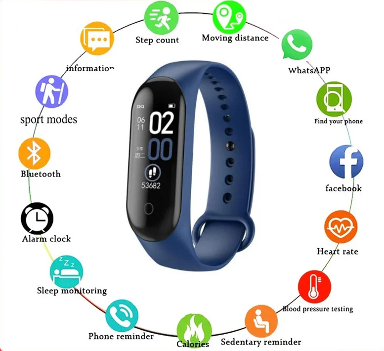 

2023 New Smartwatch M4 Smart Watch Bluetooth Bracelet Heart Rate Blood Pressure Test Fitness Tracker Sport Watch Dropship