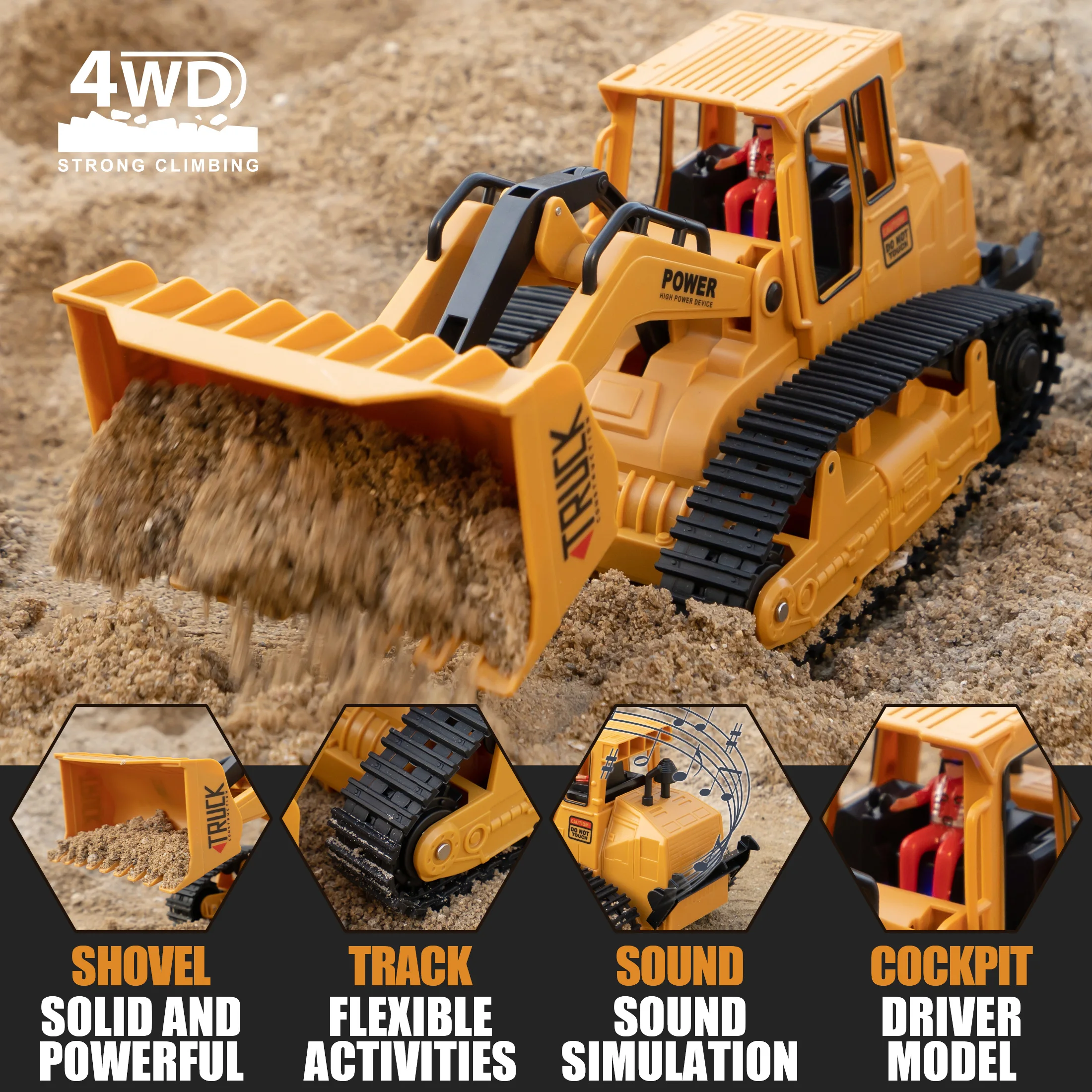 2024 جديد 2.4G ستة قنوات التحكم عن بعد جرافة RC نموذج سيارة لعبة المهنية سبيكة محاكاة الأطفال لودر أطفال بالريموت كنترول #3