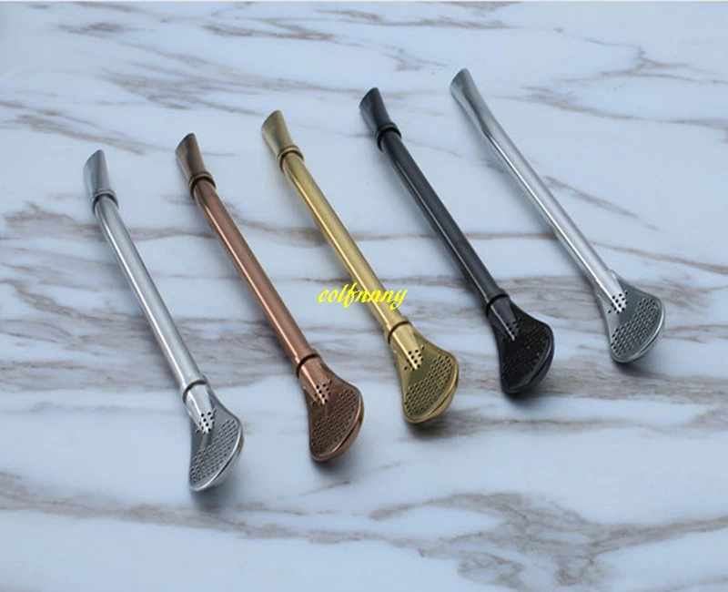 20pcs 304 Stainless Steel Drinking Straw Filter Handmade Yerba Mate Tea Bombilla Gourd Washable Practiacl coffee spoon