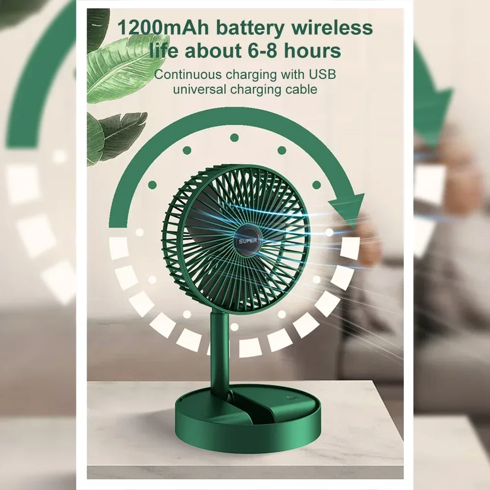 Summer Gift Portable Charging Desk Fan with Adjustable Height, Strong Wind, Foldable and Telescopic Mobile Phone Stand