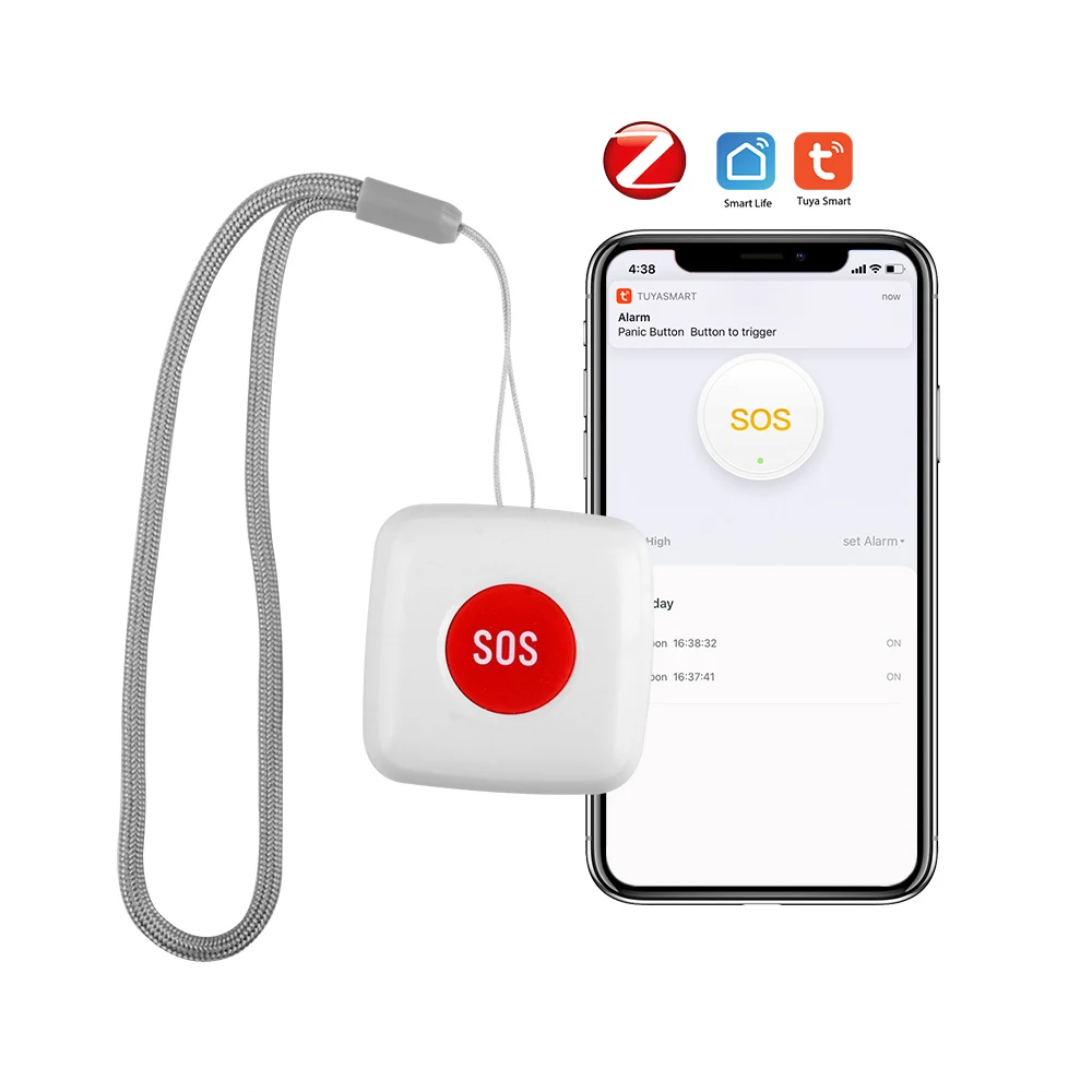 Alarm Switch Work with Tuya Zigbee Hub Smartlife App Eleopard TUYA ZigBee SOS Button Sensor Alarm Elderly Emergency Help