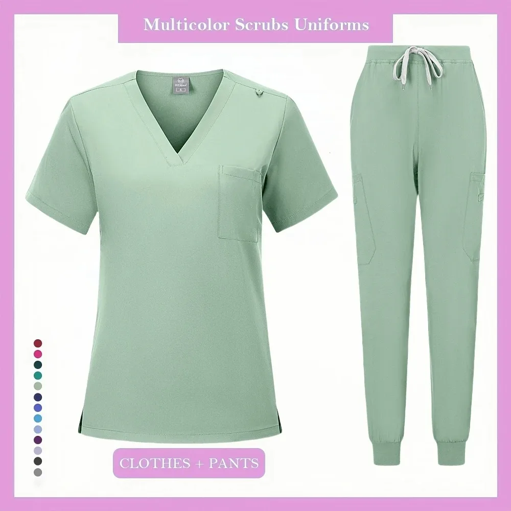 ナース女性の外科スクラブヘルスケア看護スクラブ制服薄型通気性ドクター作業服医療アクセサリー歯科スクラブ