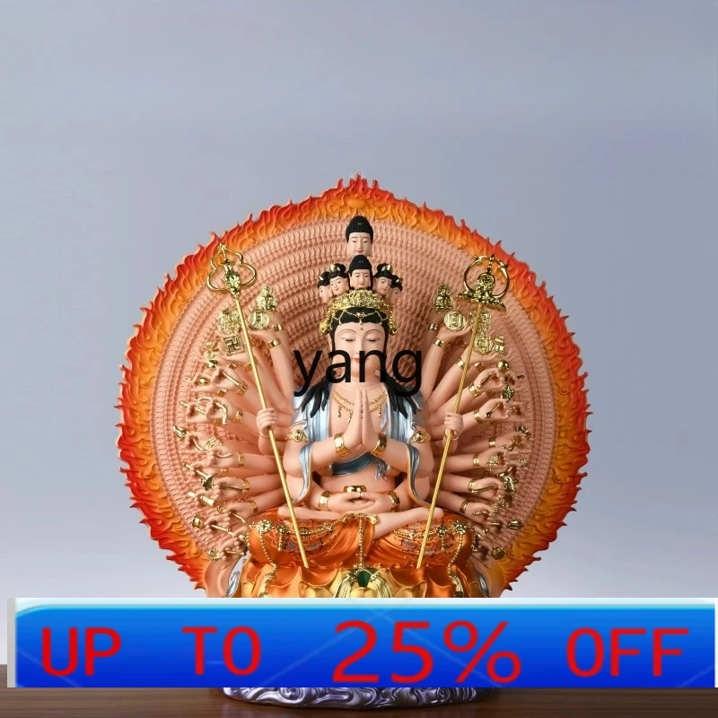 LTT Thousand Hands Guanyin Bodhisattva Buddha Statue Resin Painted Thousand Hands Thousand Eyes Guanyin Statue Ornament