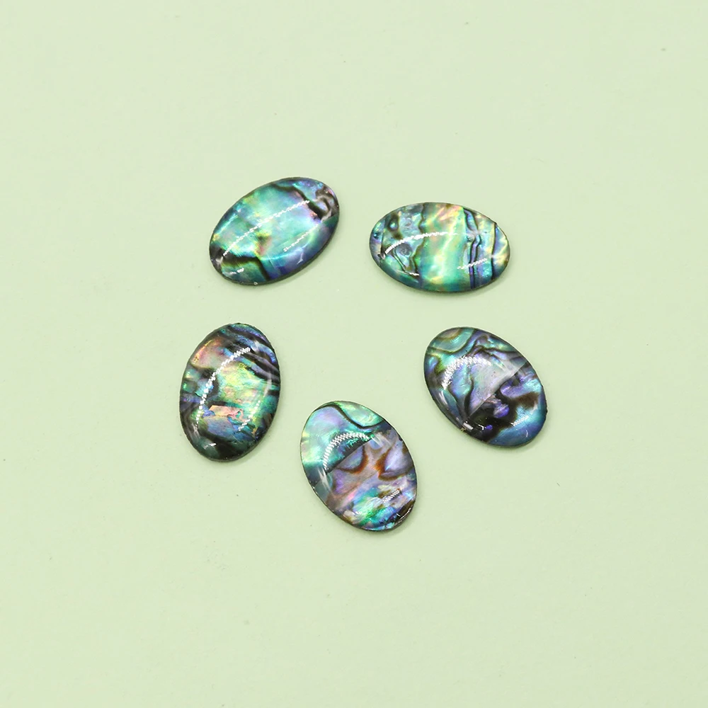 5pcs Natural Colored Abalone Shell Flat Oval Single-sided Non Porous Beads for DIY Necklace Ring Charm Accessories 10x15mm