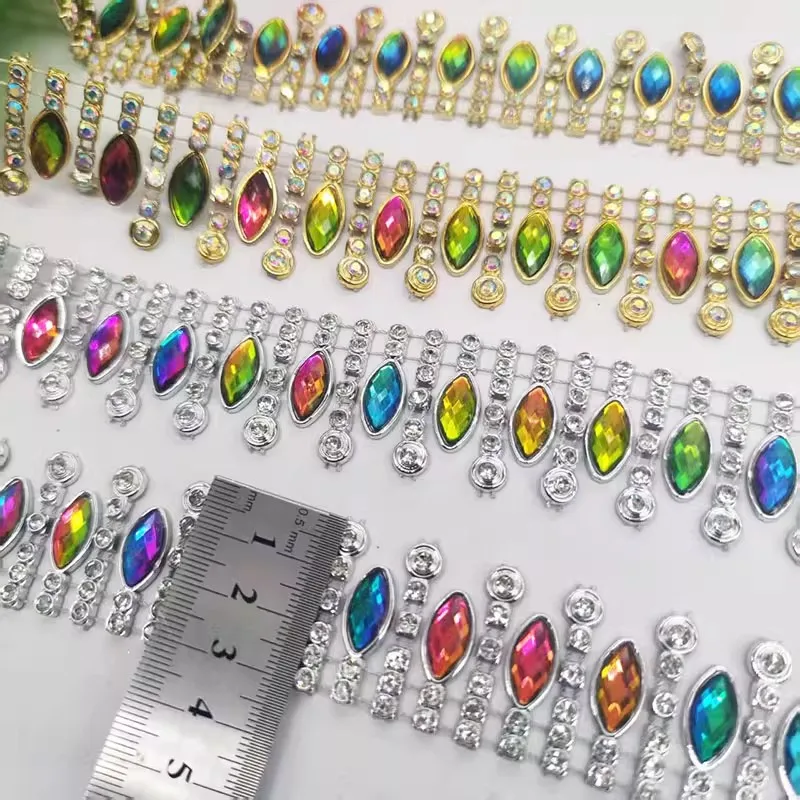 3 سنتيمتر 3 ياردة/مجموعة ملابس رقص شرابة معلقة قطعة الدانتيل الاكريليك الخرز الملون الدانتيل تقليم DIY بها بنفسك الملابس والاكسسوارات #4