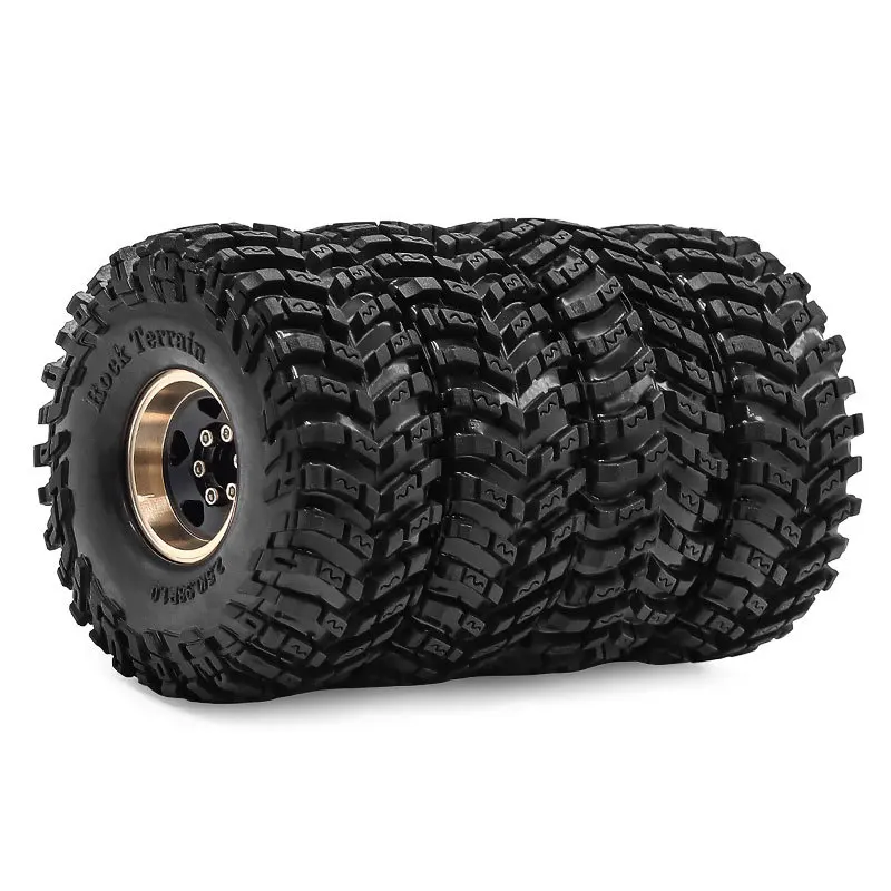 ล้อ RC แบบ Beadlock ทำจากทองเหลืองแท้ 1.0 พร้อมยาง สำหรับรถ RC Crawler ขนาด 1/18 1/24 รุ่น Trx4m SCX24 FCX24, 4 ชิ้น