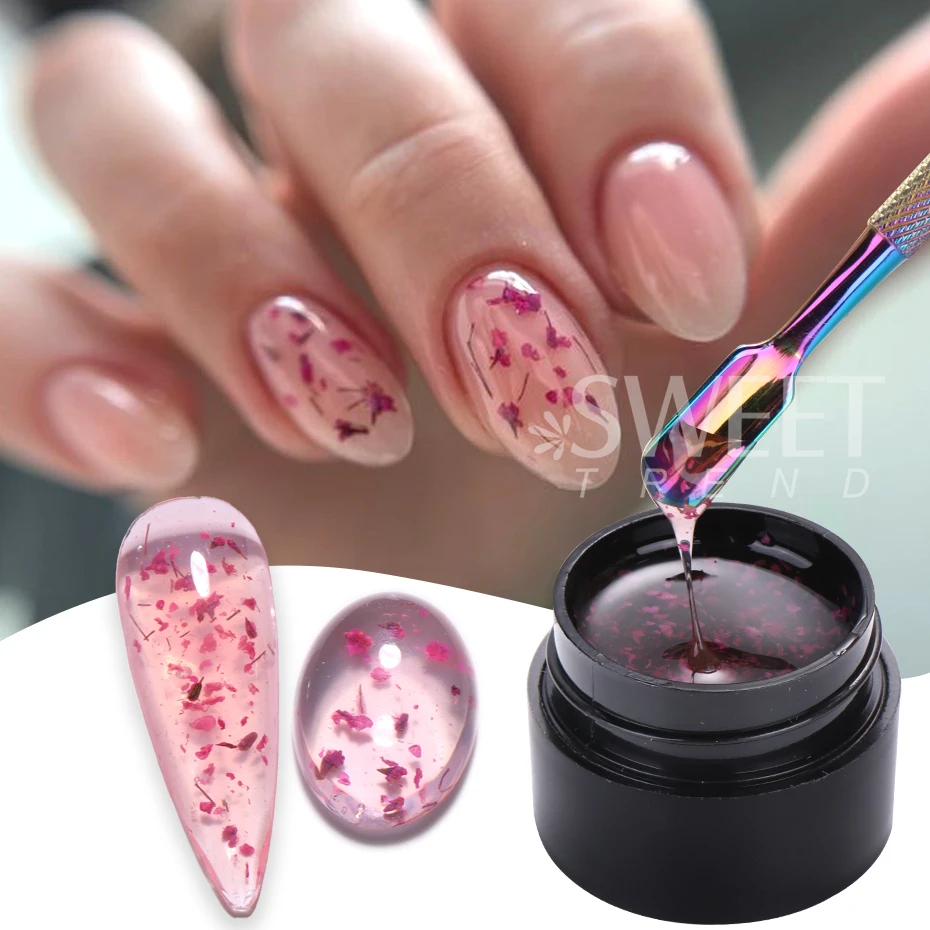 5ml di Gel di fiori secchi smalto per unghie petalo floreale gomma Manicure fai da te vernici ibride vernice permanente Gel di fiori bisogno di Base Top Coat