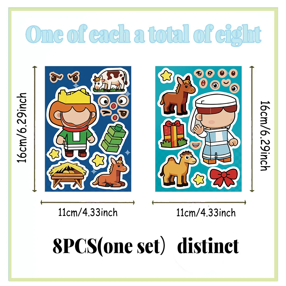 8PCS Angel Bouwstenen Montage Puzzelstickers Cartoon Creatief Plezier Puzzel Account Materialen Tablet Waterdichte Stickers