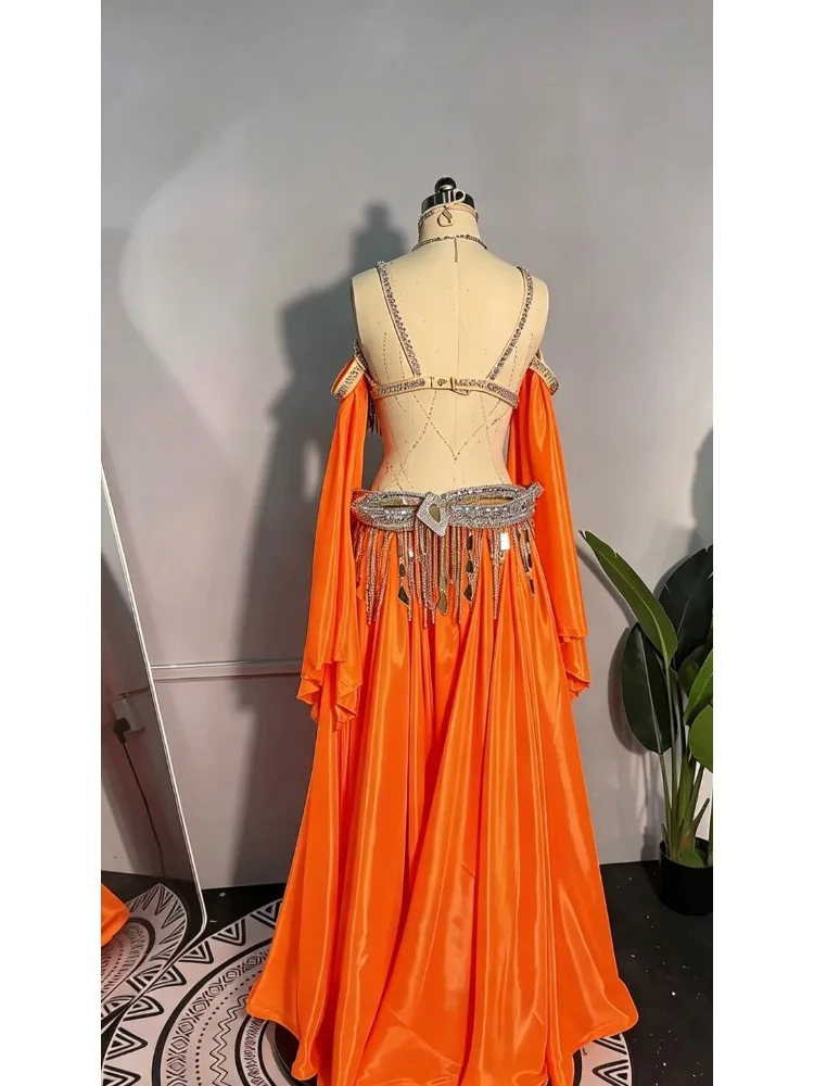Customized Eastern Bellydance Dress Indian Clothes Women Belly Dancing Bra and Skirt Set Oriental Dance Costume Group Stage Wear
