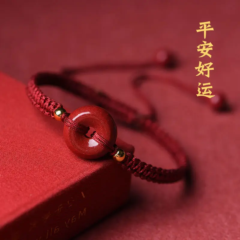 

Purple Gold Red Rope Braid Peace Women's Bracelet Ins Special-Interest Design Lucky Carrying Strap