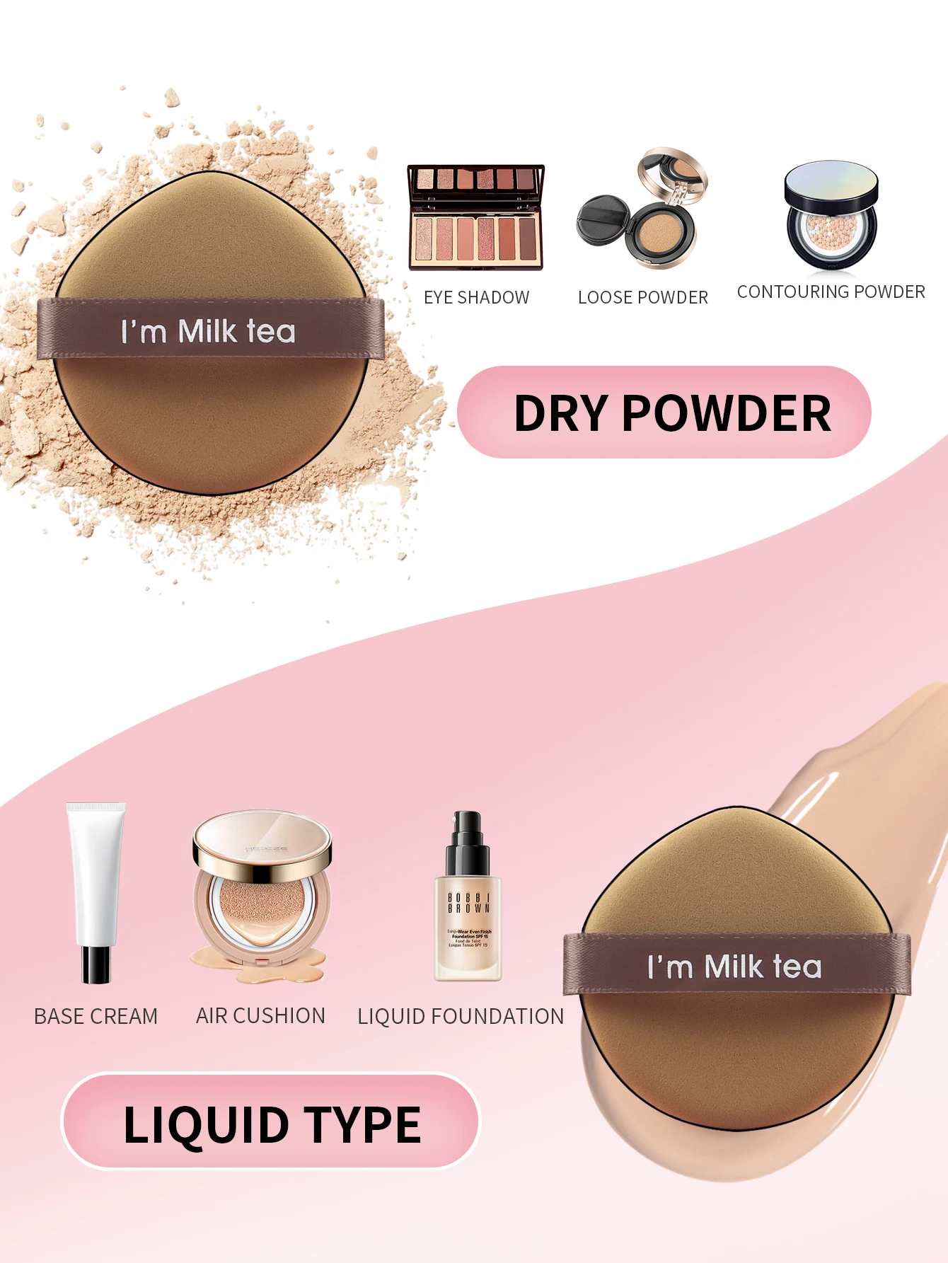 Conjunto de sopros cosméticos em caixa, 7 peças, gota de água, redondo, dupla face, feminino, macio, esponja de maquiagem facial, beleza, maquiagem, ferramenta de pó lavável