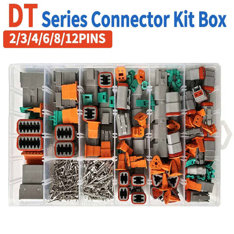 

Boxed Deutsch Type DT Connector Kit Waterproof Wire DT Series Connector Set Box DT06/DT04 2/3/4/6/8/12 Pins Sealed Plug