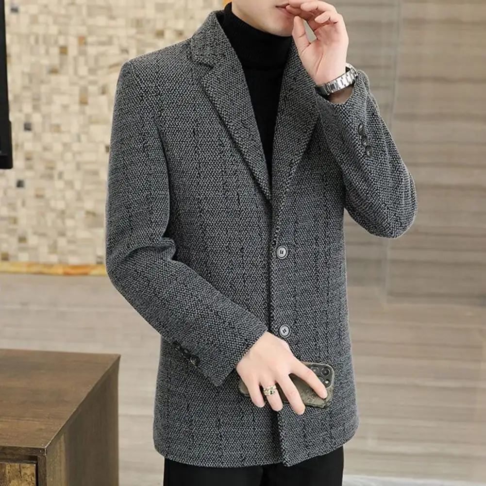 

Elegant Casual Men's Short Coat Casual Herringbone Woolen Business Jacket Fashion Slim Fit Trendy Woolen Coat Outerwear