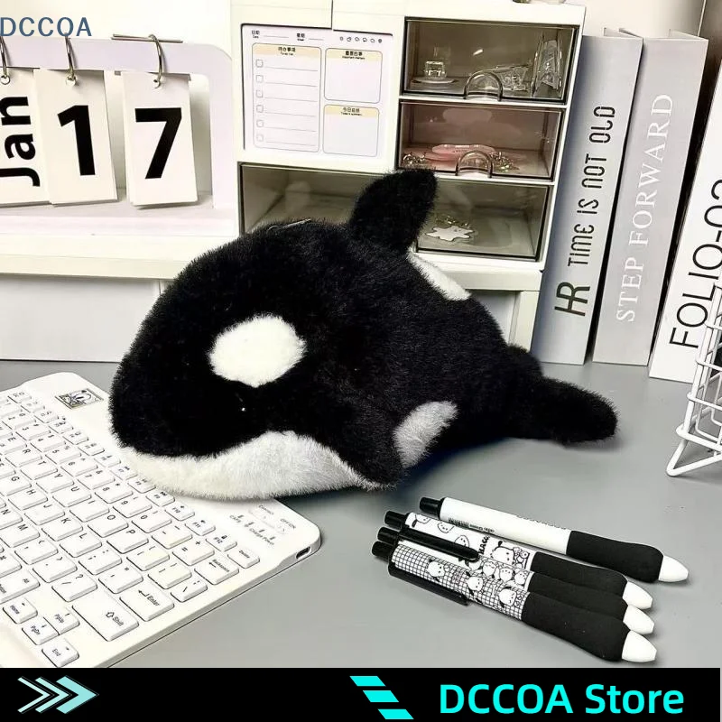 

Мультяшная плюшевая сумка-ручка с изображением Кита, большая вместительная сумка для канцелярских принадлежностей, студенческий подарок для школы, офиса, забавный пенал