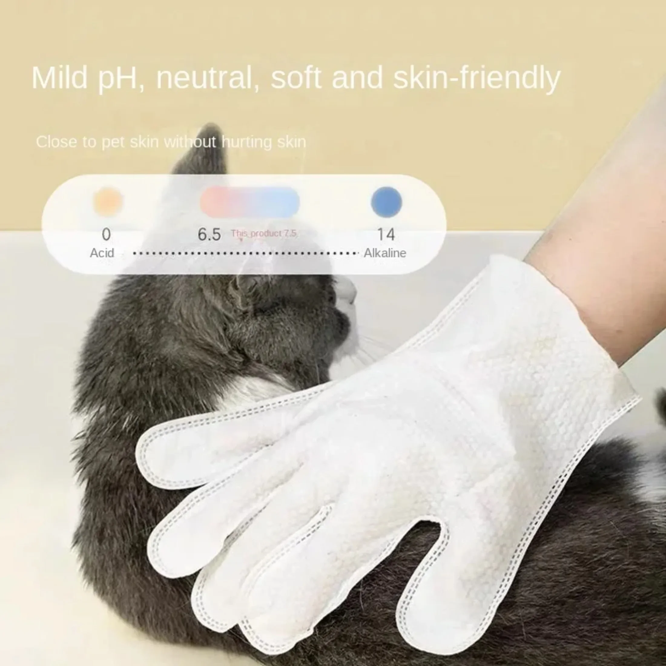 6PCS Pet Wash Free Glove Wipes Disposable Glove Towels Deodorizing Dry Cleaning Cats and Dogs Wet Towels Pet Supplies Glove