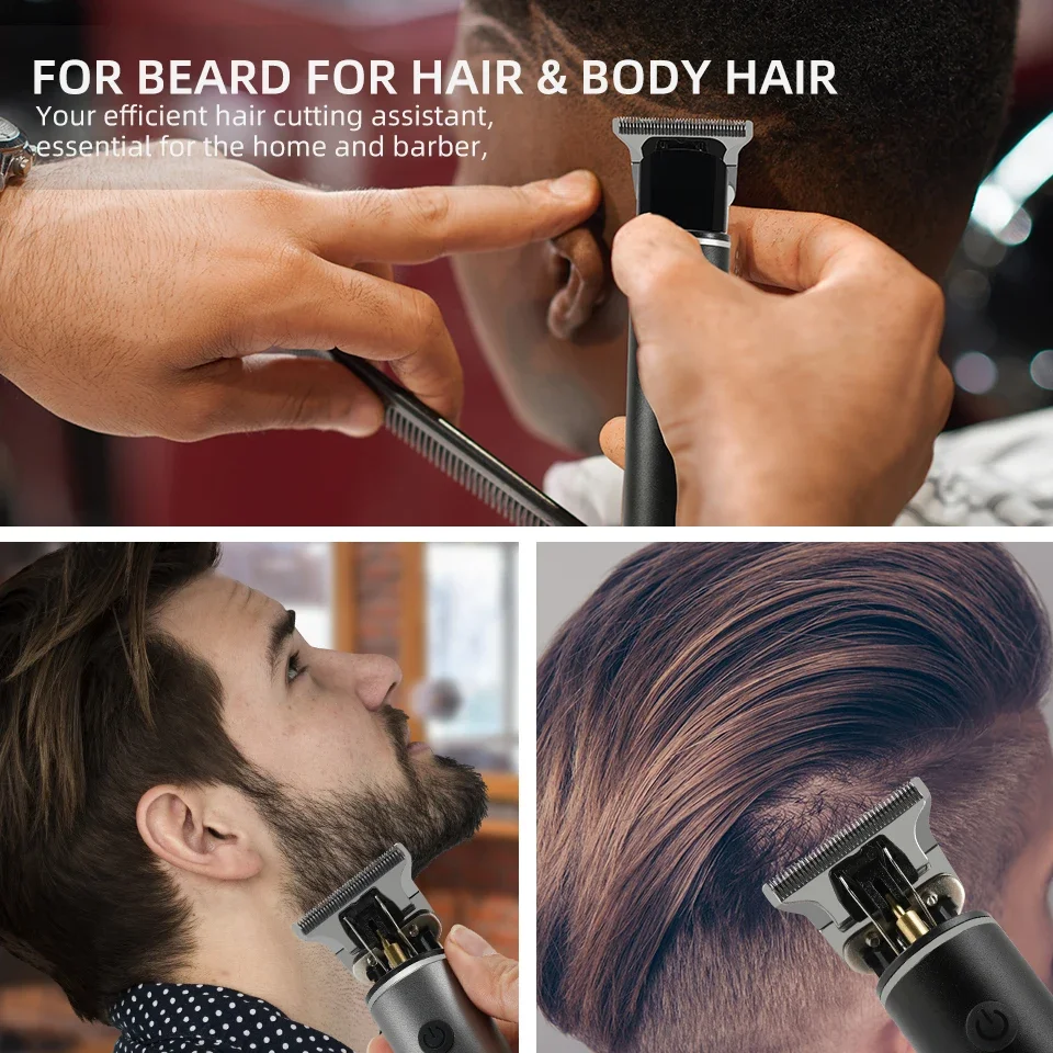 Vintage Hair Cutting Machine Men\'s Electric Clippers Hair Cutting Kit Beard Trimmer Hairstyle Body Beard Shaving Type-C Charge